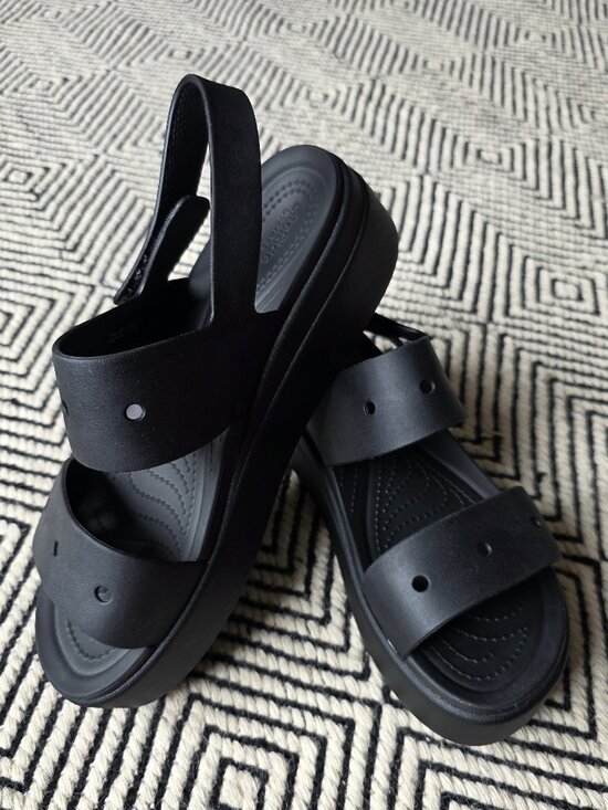 CROCS Shoes - CROCS Black Platform Slingback Sandals